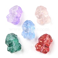 Transparent Glass Beads, Santa Claus for Christmas, Mixed Color, 19x14x11mm, Hole: 1.4mm(GLAA-C027-03)