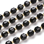 Natural Black Onyx Beads Strands, Dyed & Heated, Round, Faceted, 7x7x8mm, Hole: 0.8mm, about 38pcs/Strand, 15.35 inch(39cm)(G-K303-A27-8mm)