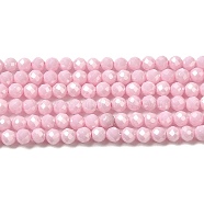 Cubic Zirconia Bead Strands, Faceted Round, Pink, 3mm, Hole: 0.6mm, about 120pcs/strand, 14.84''~14.96''(37.7~38cm)(ZIRC-P109-02A-10)