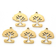 Vacuum Plating 304 Stainless Steel Charms, Laser Cut, Tree of Life, Golden, 15x14x1mm, Hole: 1.2mm(STAS-N092-04B-G)