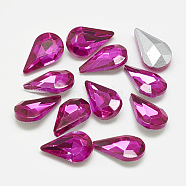 Pointed Back Glass Rhinestone Cabochons, Back Plated, Faceted, teardrop, Rose, 10x6x3mm(RGLA-T082-6x10mm-09)