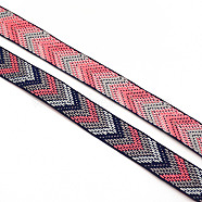 Ethnic Style Embroidery Polyester Ribbons, Jacquard Ribbon, Tyrolean Ribbon, with Arrow Pattern, Garment Accessories, Colorful, 1 inch(25mm), about 5yards/roll(OCOR-WH0066-36)