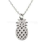 201 Stainless Steel Pendant Necklaces, with Cable Chains, Pineapple, Stainless Steel Color, 15.7 inch(40cm), 1.5mm, Pineapple: 17x9x1mm(NJEW-T009-JN137-40-1)