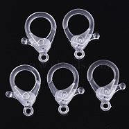 Plastic Lobster Claw Clasps, Clear, 35x24.5x6mm, Hole: 3mm(KY-ZX002-05-B)