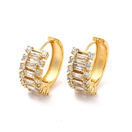 Clear Cubic Zirconia Rectangle Hoop Earrings, Real 18K Gold Plated Brass Jewelry for Women, Cadmium Free & Lead Free, Real 18K Gold Plated, 18.5x8mm, Pin: 0.8mm(EJEW-P213-01G)