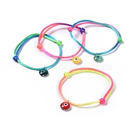 Adjustable Nylon Cord Bracelets, with Freshwater Shell Beads, Evil Eye, Mixed Color, 1-5/8 inch~3-3/8 inch(4~8.5cm)(BJEW-JB04362-M)
