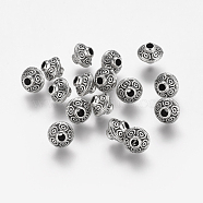 Tibetan Style Alloy Beads, Bicone, Antique Silver, Cadmium Free & Lead Free, 7x6mm, Hole: 2mm(TIBEB-5981-LF-2)