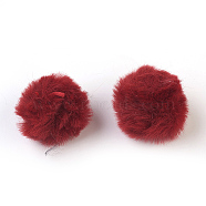 Handmade Faux Rabbit Fur Pom Pom Ball Covered Pendants, Fuzzy Bunny Hair Balls, with Elastic Fiber, Dark Red, 50~60mm, Hole: 4x5mm(WOVE-F021-B07)