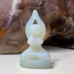 Opalite Carved Yoga Goddess Figurines, for Home Office Desktop Feng Shui Ornament, 50~60mm(PW-WG59957-01)