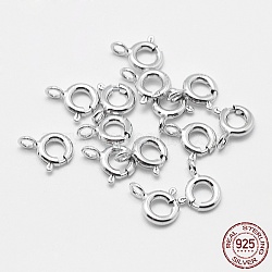 Rhodium Plated 925 Sterling Silver Spring Ring Clasps, Ring, with 925 Stamp, Platinum, 11.5x9.5x2mm, Hole: 2mm(STER-K167-076D-P)
