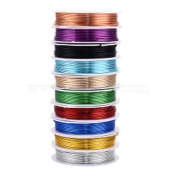 Round Aluminum Wire, Bendable Metal Craft Wire for Jewelry Making DIY Crafts, Mixed Color, 20 Gauge, 0.8mm, 5m/roll(16.4 Feet/roll), 10 rolls/group(AW-R007-0.8mm-M)