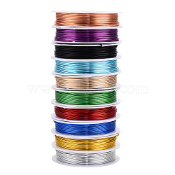 fil d'aluminium anodisé rond, fil d'artisanat en métal pliable pour la fabrication de bijoux bricolage, couleur mélangée, Jauge 20, 0.8 mm, 5m/rouleau(16.4 pieds/rouleau), 10 rouleaux / groupe(AW-R007-0.8mm-M)