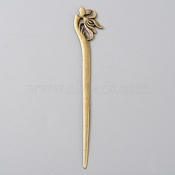 Alloy Lotus Hair Sticks, Vintage Hair Accessories for Woman, Antique Bronze, 145x25.5x3mm(MRMJ-WH0077-101A)