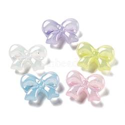 Opaque UV Plating Acrylic Beads, Iridescent, Bowknot, Mixed Color, 24x31.5x9.5mm, Hole: 2.7mm(MACR-K357-01)