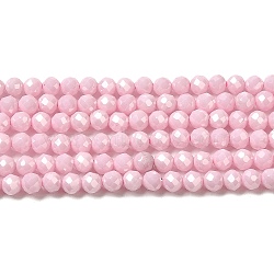 Cubic Zirconia Bead Strands, Faceted Round, Pink, 3mm, Hole: 0.6mm, about 120pcs/strand, 14.84''~14.96''(37.7~38cm)(ZIRC-P109-02A-10)
