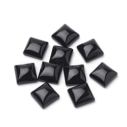 Natural White Jade Cabochons, Dyed, Square, Black, 10x10x5mm(X-G-Q975-10x10-11)