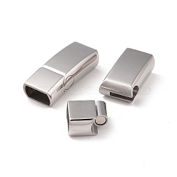 304 Stainless Steel Magnetic Clasps with Glue-in Ends, Rectangle, 32x13x8mm, Hole: 6x11mm(STAS-I011-05)