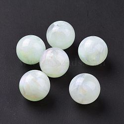 Opaque Acrylic Beads, Glitter Beads, Round, Honeydew, 15mm, Hole: 2mm, about 210pcs/500g(OACR-E014-19A-03)