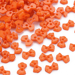 2-Hole Plastic Buttons, Bowknot, Coral, 6x9x2mm, Hole: 1.5mm(BUTT-N018-028-01)