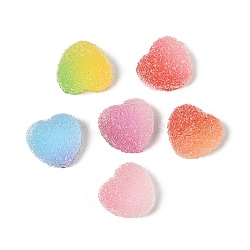 Imitation Candy Food Style Resin Cabochons, Heart, Gradient Color, Mixed Color, 9.5x10x5mm(RESI-R461-01M)