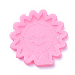 Food Grade Sun Silicone Molds, Fondant Molds, Baking Molds, Chocolate, Candy, Biscuits, UV Resin & Epoxy Resin Jewelry Making, Hot Pink, 70x5mm, Inner Size: 60mm(DIY-F045-30)