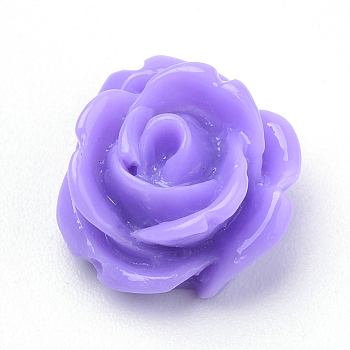Resin Cabochons, Rose Flower, Blue Violet, 11x12x6~7mm
