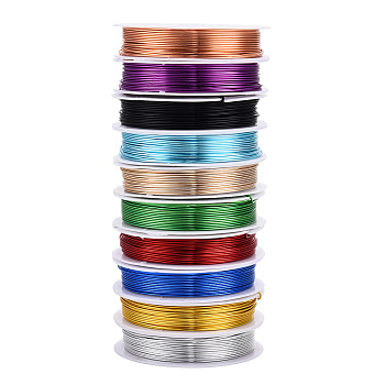 Round Aluminum Wire, Bendable Metal Craft Wire for Jewelry Making DIY Crafts, Mixed Color, 20 Gauge, 0.8mm, 5m/roll(16.4 Feet/roll), 10 rolls/group