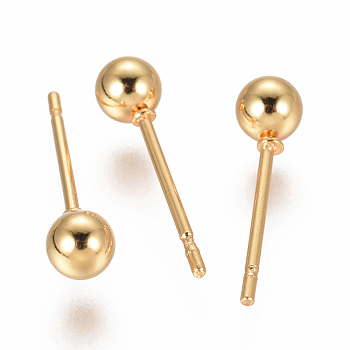 304 Stainless Steel Ball Stud Earrings, Hypoallergenic Earrings, Golden, 15x4mm, Pin: 0.7mm