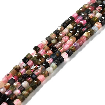Natural Tourmaline Beads Strands, Faceted, Cube, 2.5x2.5x2.5mm, Hole: 0.7mm, about 170pcs/strand, 15.35''(39cm)