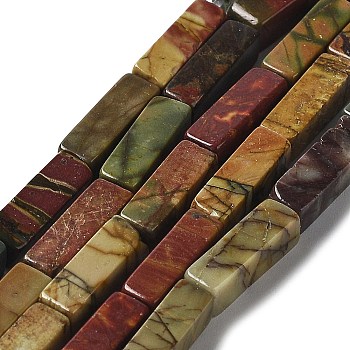 Natural Polychrome Jasper/Picasso Stone/Picasso Jasper Beads Strands, Cuboid, 13~13.5x4~4.5x4~4.5mm, Hole: 1mm, about 30pcs/strand, 15.63~15.75 inch(39.7~40cm)