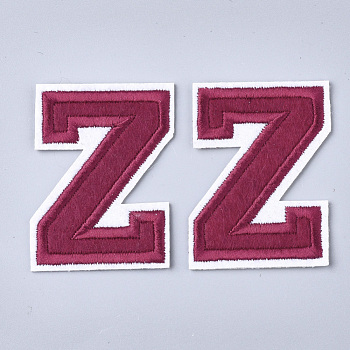 Computerized Embroidery Cloth Iron On Patches, Costume Accessories, Appliques, Letter, Letter.Z, 56x41x1.5mm