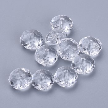 Transparent Acrylic Beads, Faceted, Rondelle, Clear, 14.5x9.5mm, Hole: 2mm, about 409pcs/500g