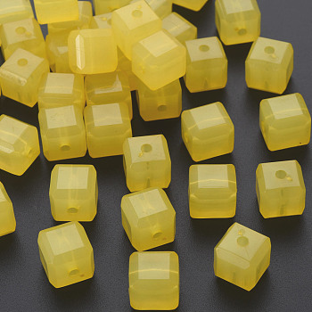 Imitation Jelly Acrylic Beads, Cube, Yellow, 11.5x11x11mm, Hole: 2.5mm, about 528pcs/500g