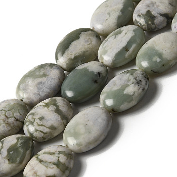 Natural Peace Jade Beads Strands, Flat Oval, 18x13.5x6mm, Hole: 1.2mm, about 21pcs/strand, 15.43''(39.2cm)