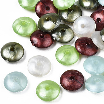 Opaque Acrylic Beads, Flat Round, Mixed Color, 10x4mm, Hole: 1.5mm, about 2300pcs/500g