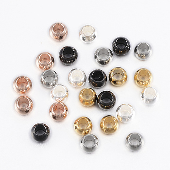 304 Stainless Steel Beads, Round, Mixed Color, 4x3mm, Hole: 2mm