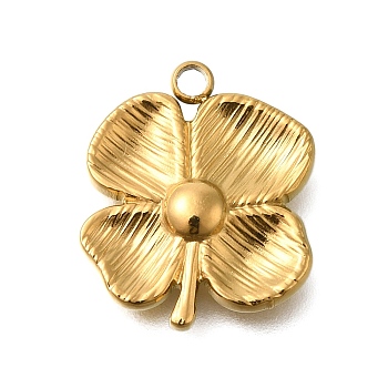 PVD Vacuum Plating 201 Stainless Steel Pendants, Clover Charm, Real 18K Gold Plated, 19x15x3mm, Hole: 1.6mm