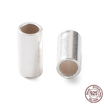 925 Sterling Silver Spacer Tube Beads, Column, Silver, 4x2mm, Hole: 1.5mm, about 217pcs(10g)/bag
