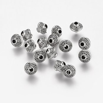 Tibetan Style Alloy Beads, Bicone, Antique Silver, 6.4x5.4mm, Hole: 1.2mm