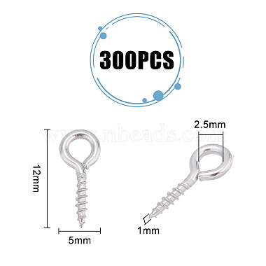 300Pcs 304 Stainless Steel Screw Eye Pin Peg Bails(STAS-UN0043-49)-3