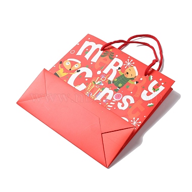 Christmas Santa Claus Print Paper Gift Bags with Nylon Cord Handle(CARB-K003-01C-02)-3
