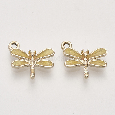 Light Gold Pale Goldenrod Dragonfly Alloy+Enamel Pendants