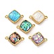 Brass Pave Synthetic Opal Rhombus Connector Charms(KK-A239-07G)-1