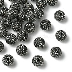 30Pcs Pave Disco Ball Beads, Polymer Clay Rhinestone Beads, Round, Heliotrope, PP13(1.9~2mm), 6 Rows Rhinestone, 10mm, Hole: 1.5mm(RB-YW0001-14N)