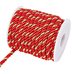 10M Polycotton Twisted Cord, Round, with Plastic Empty Spools, Red, 5mm, about 10.94 yards(10m)/set(OCOR-CY0004-47A)