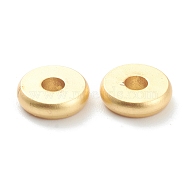 Brass Beads, Long-Lasting Plated, Flat Round/Disc, Heishi Beads, Matte Style, Real 18K Gold Plated, 7x2mm, Hole: 1.8mm(KK-P198-08B-MG)
