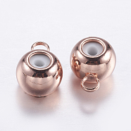 Brass Tube Bails, Loop Bails, with Rubber, Barrel, Rose Gold, 7x5x3.5mm, Hole: 0.7mm, Inner Diameter: 1.5mm(KK-K197-A-13RG)