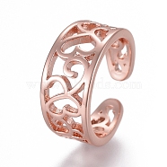 Adjustable Brass Toe Rings, Open Cuff Rings, Open Rings, Hollow, Rose Gold, US Size 3(14mm)(RJEW-EE0002-17RG)