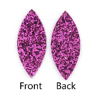 PU Leather Big Pendants, with Sequins, Horse Eye, Magenta, 59.5x25x2mm, Hole: 1.5mm(FIND-T020-014C)