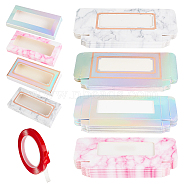 40Pcs Paper Folding Boxes, Empty Eyelash Packaging Box, with Clear Window, Rectangle, with 1 Roll Seamless Clear Double Side Adhesive Glue Sticky Tape, Mixed Color, 11x5.3x1.4cm, Window: 25~28x86~92mm(CON-OC0001-50)